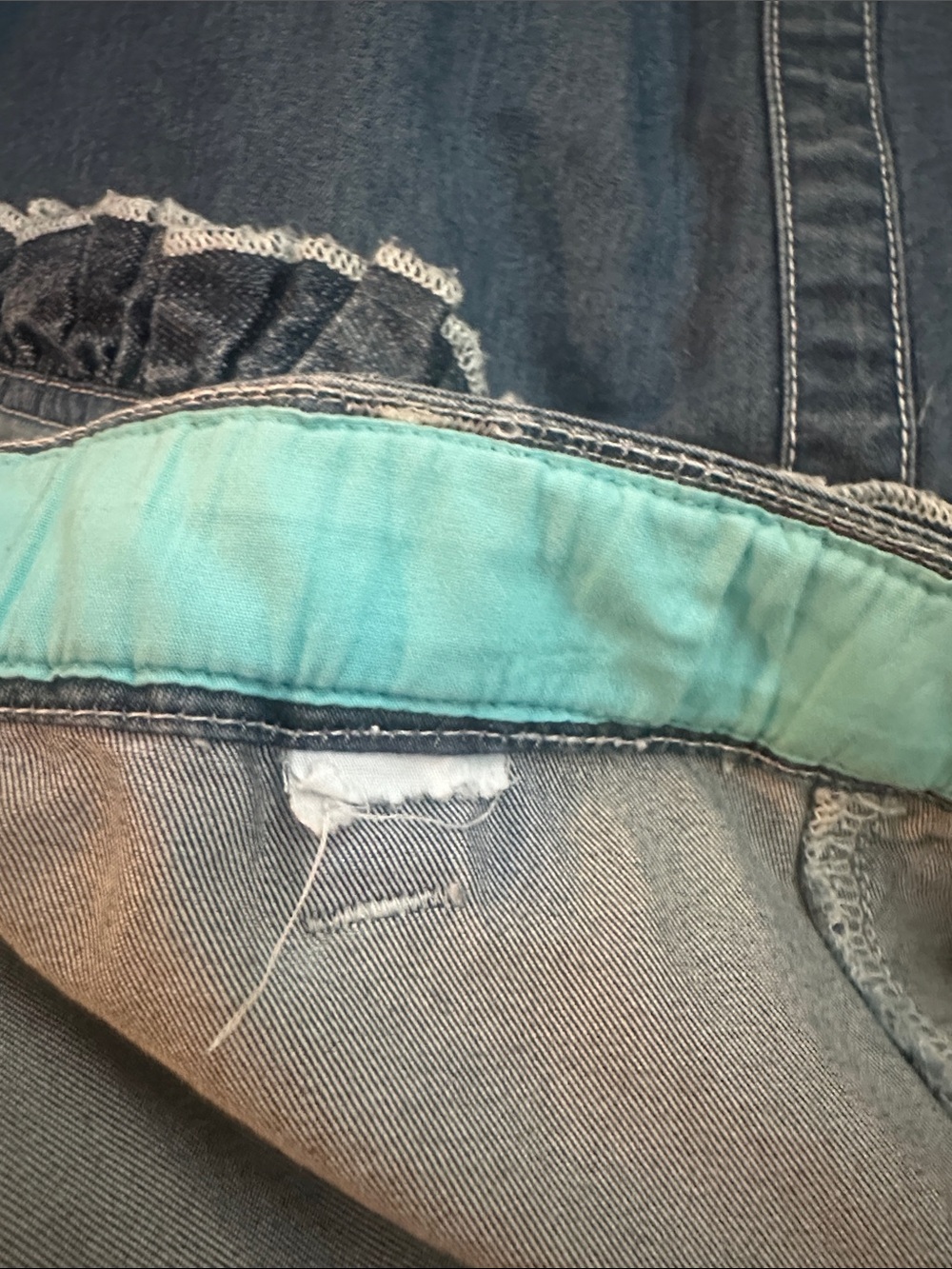 CakeWalk Denim Ruffle Button-Front Skirt - Blue - Picture 6 of 9